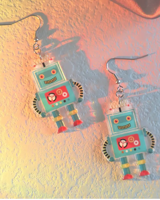 Robot Acrylic Statement Earrings