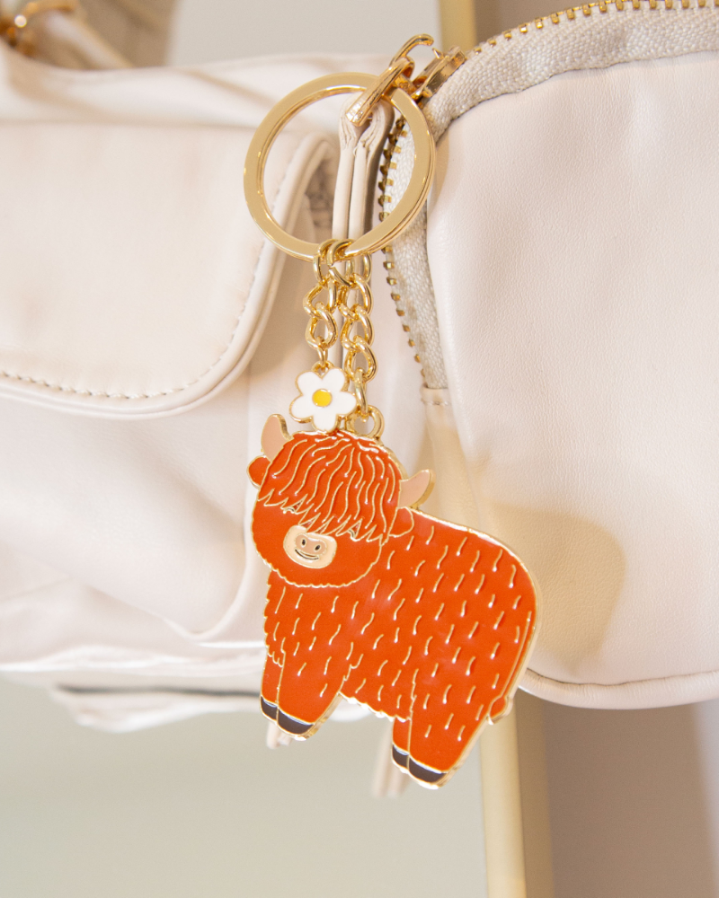 Highland Cow Enamel Keyring