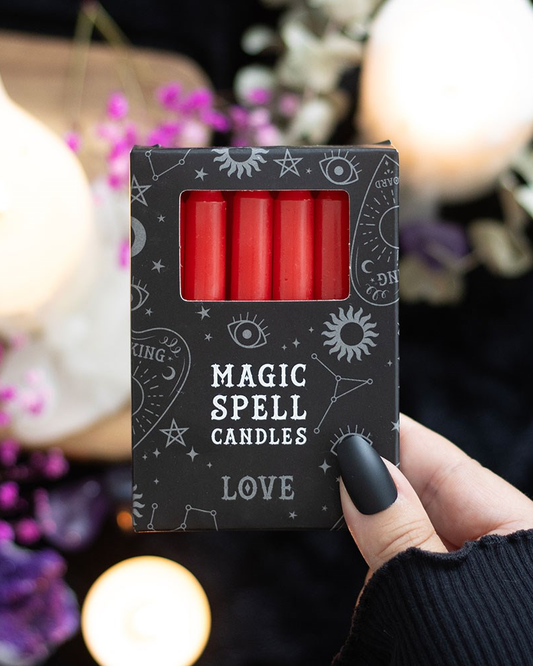 Set of 12 Red 'Love' Magic Spell Candles