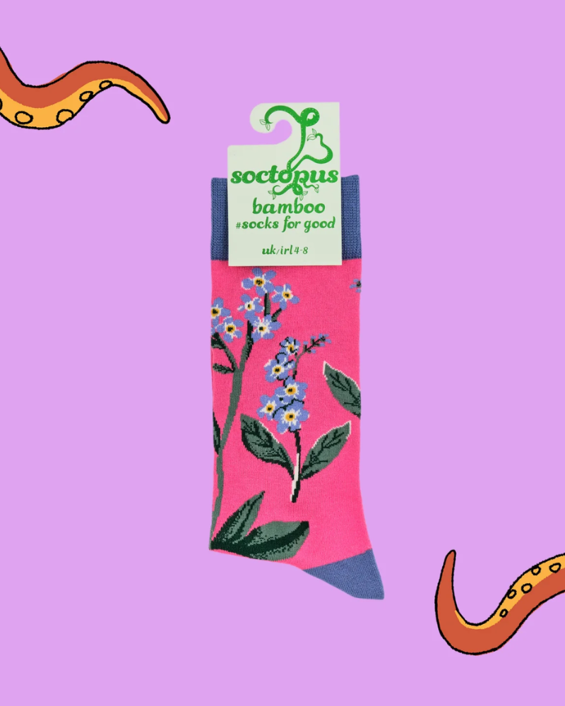 Forget Me Not Floral Crew Socks