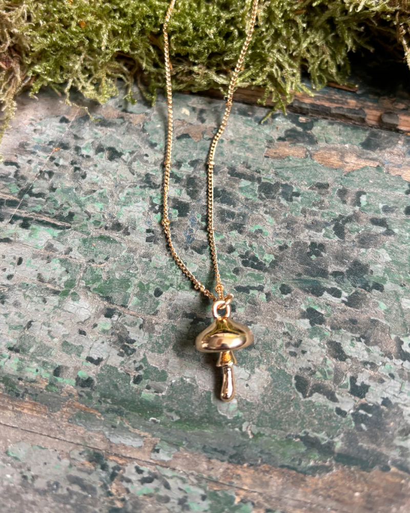 Forage Gold Mushroom Necklace