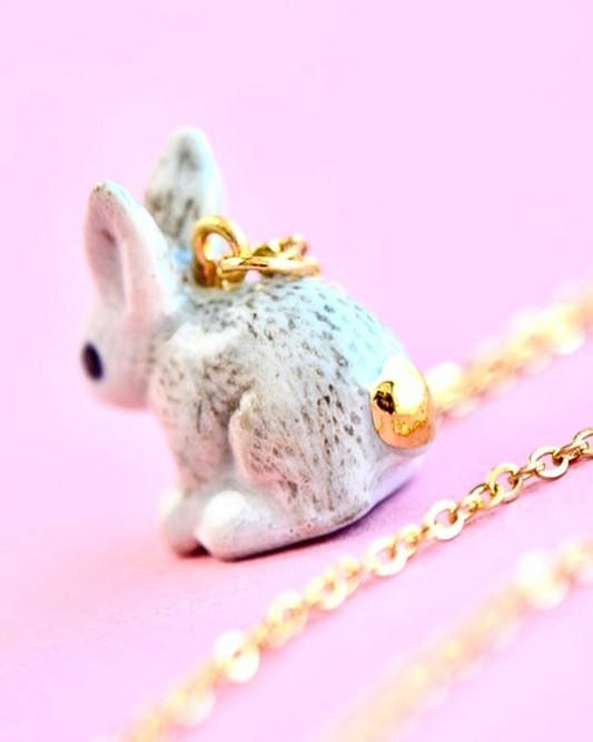 Golden Tail Bunny Porcelain Necklace by Camp Hollow