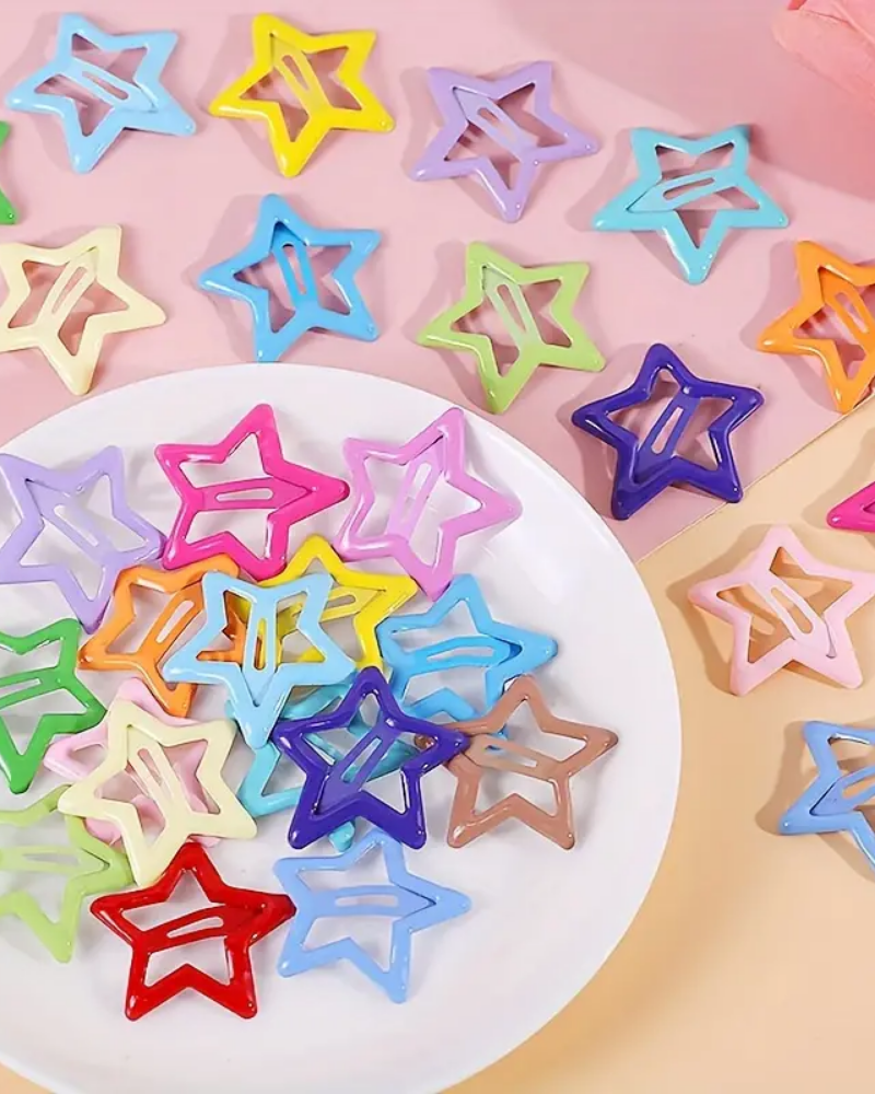 Star Shaped Hair Clips Assorted Colours