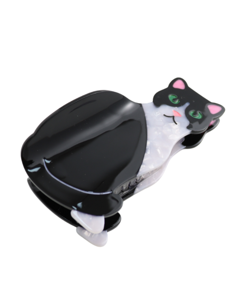 Black Tuxedo Cat Hair Claw Clip
