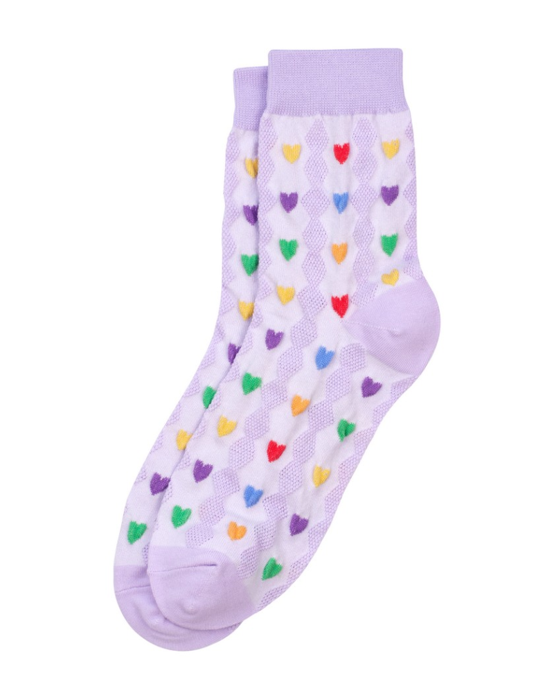 Lilac Party Heart Crew Socks