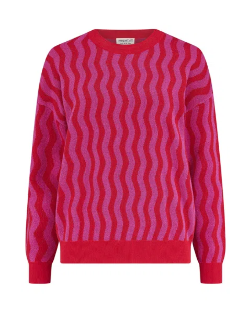 Andi Pink Metallic Wavy Stripes Jumper by Sugarhill Brighton