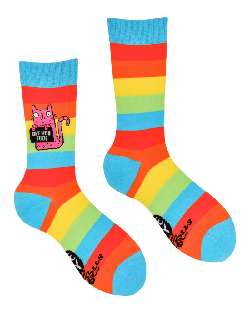Off You Fuck Cat Rainbow Crew Socks