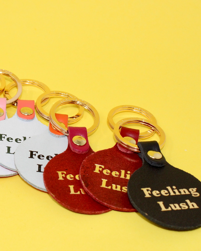 Feeling Lush Smiley Face Leather Keyring By Ark