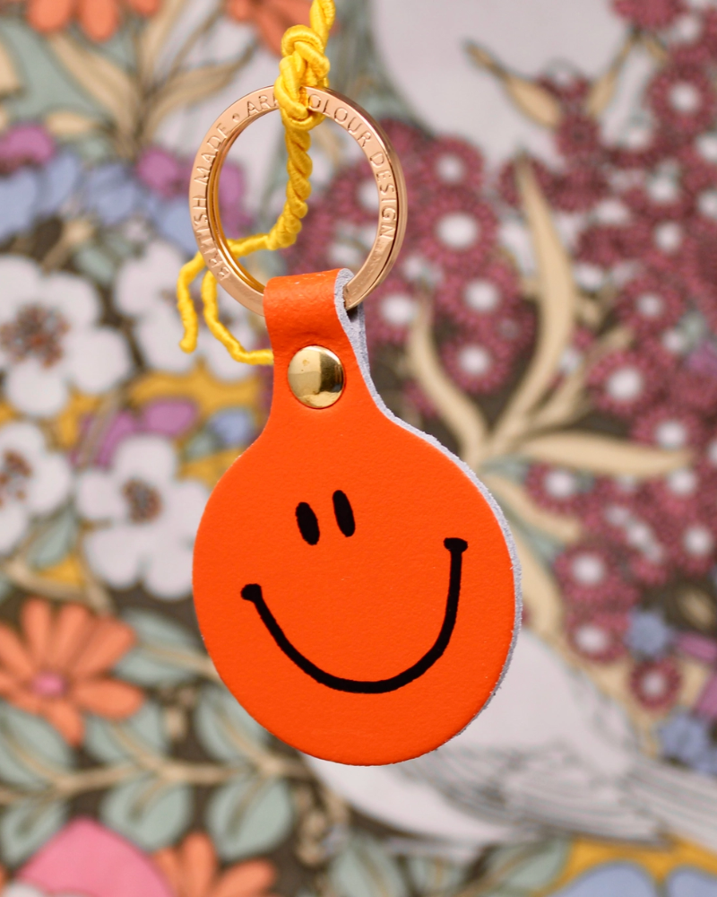 Feeling Lush Smiley Face Leather Keyring By Ark