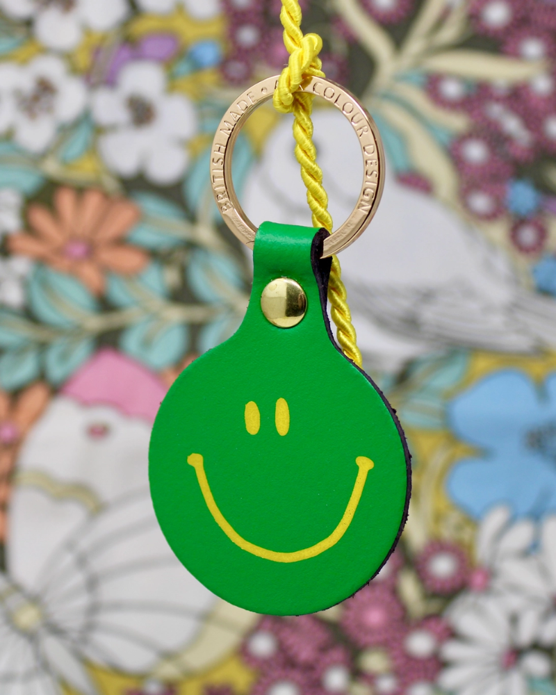 Feeling Lush Smiley Face Leather Keyring By Ark