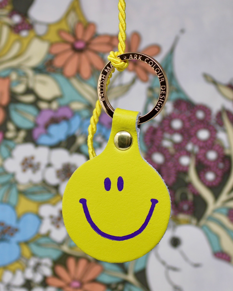 Feeling Lush Smiley Face Leather Keyring By Ark