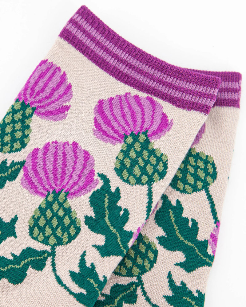 Cream Scottish Thistle Bamboo Socks