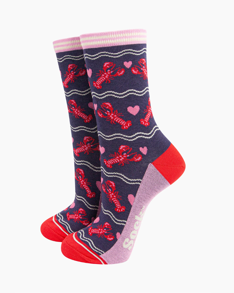 Lobster Love Stripe Bamboo Socks