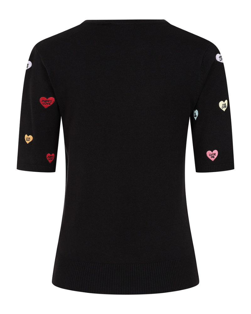 Black Ruby Love Hearts Short Sleeved Jumper