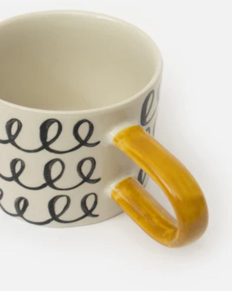 Mono Squiggle Ceramic Mug by Caroline Gardner