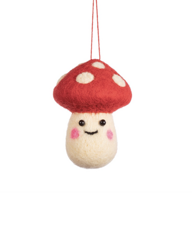 Smiley Mushroom Felt Hanging Christmas Decoration