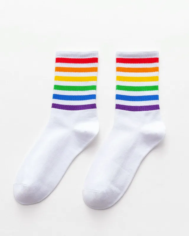 Women's Rainbow Stripe Crew Socks