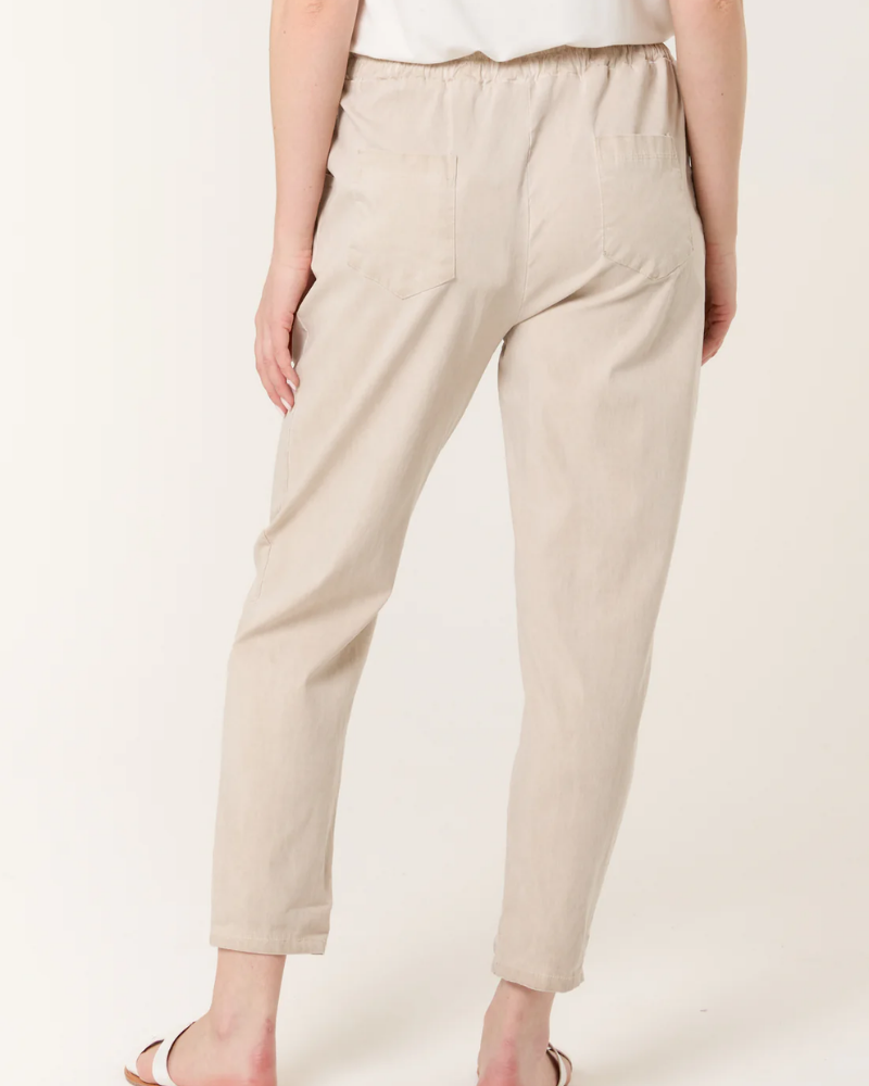 Beige Washed Relaxed Fit Magic Trousers