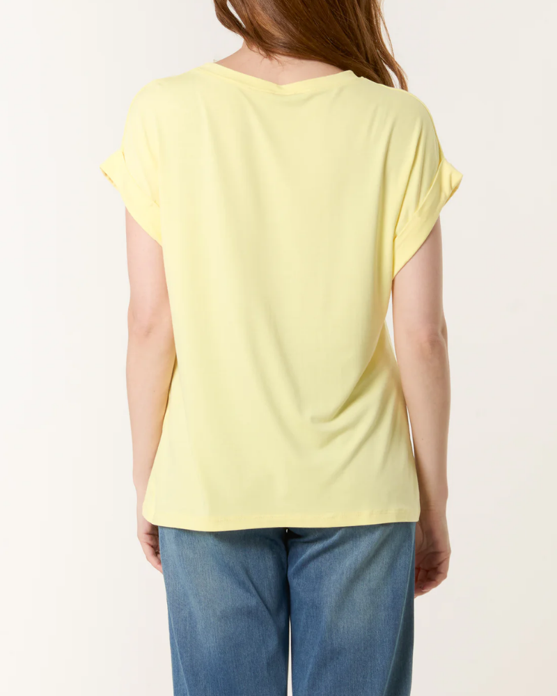 Lemon Stretchy Round Neck Short Sleeve T-Shirt