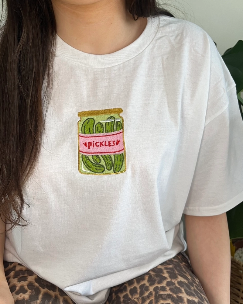 Unisex Pickles Embroidered T-Shirt
