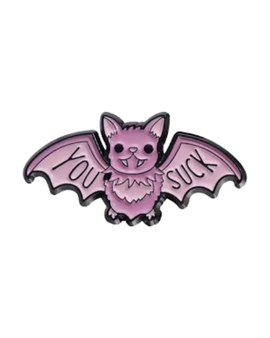 You Suck Vampire Bat Enamel Pin Badge