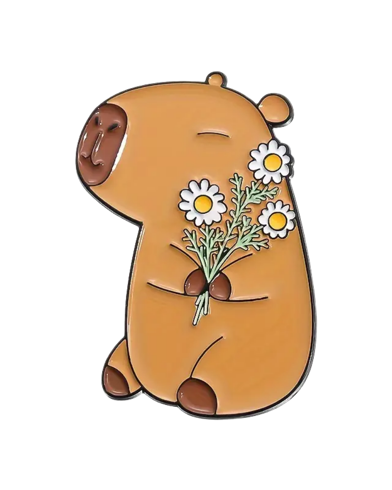 Capybara Flower Bouquet Pin Badge