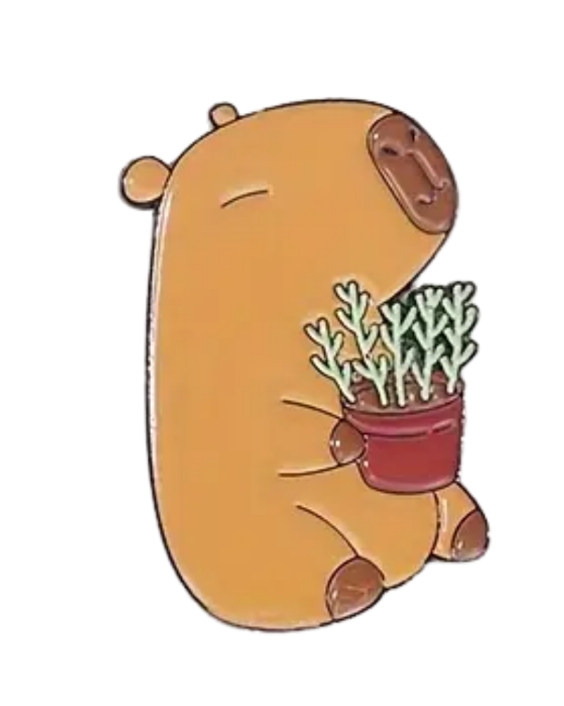 Capybara Plant Pot Enamel Pin Badge