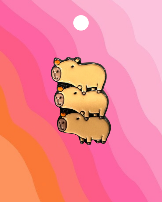 Capybara Stack Enamel Pin Badge