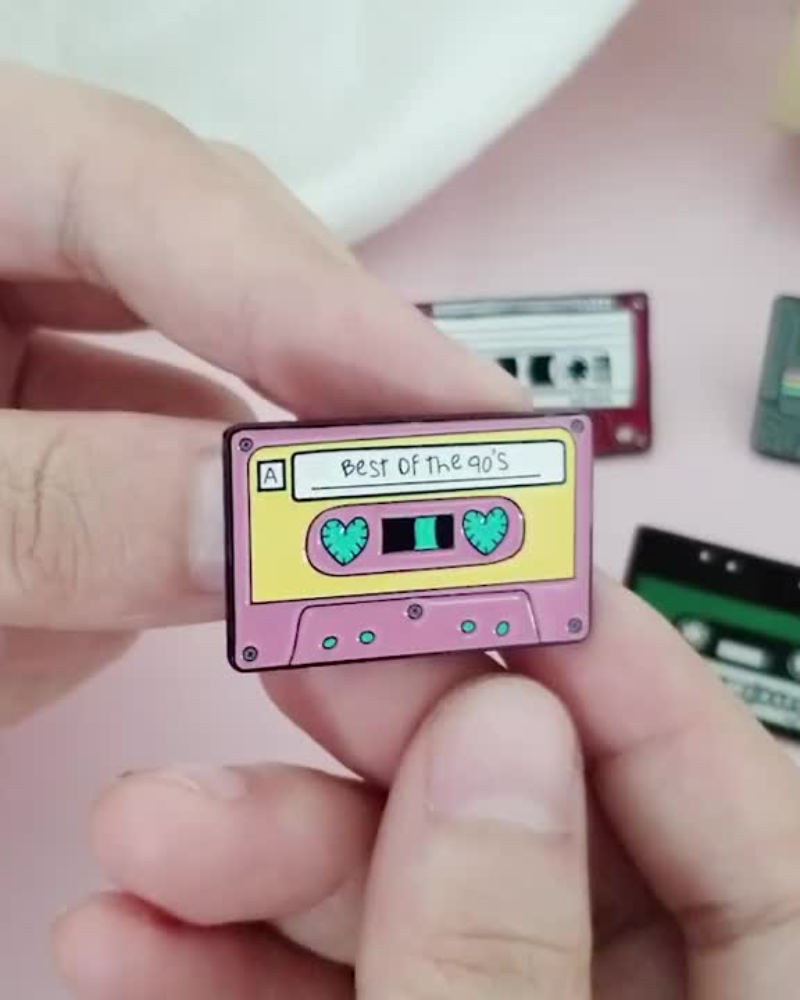 Cassette Enamel Pin Badge 90s & Good Vibes