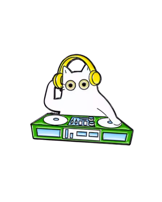 Cat DJ Enamel Pin Badge