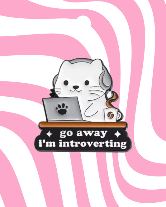 Introverting Laptop Cat Enamel Pin Badge