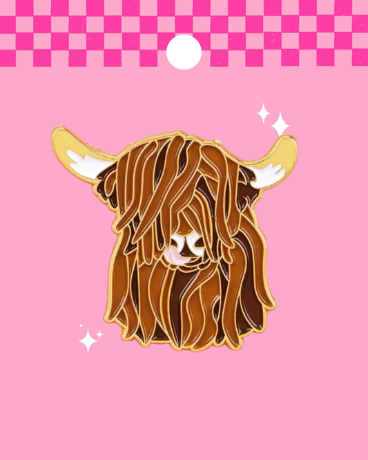 Fancy Highland Cow Enamel Pin Badge