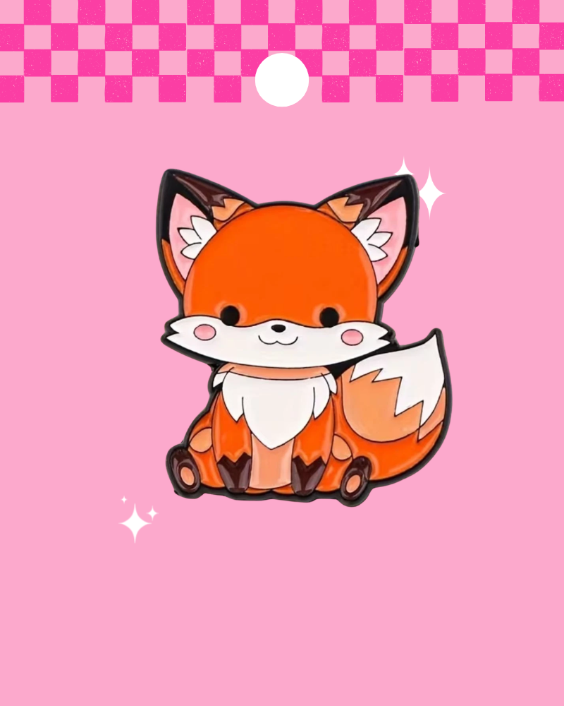Cute Cartoon Fox Enamel Pin Badge