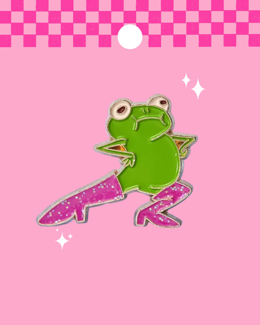 Frog in Kinky Boots Enamel Pin Badge