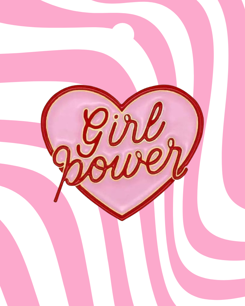 Girl Power Heart Enamel Pin Badge
