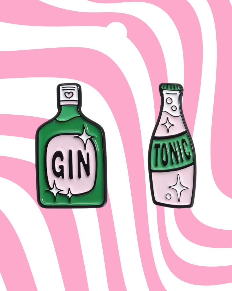 Gin & Tonic Enamel Pin Badge Set of 2