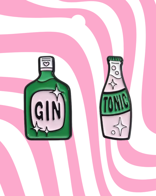 Gin & Tonic Enamel Pin Badge Set of 2