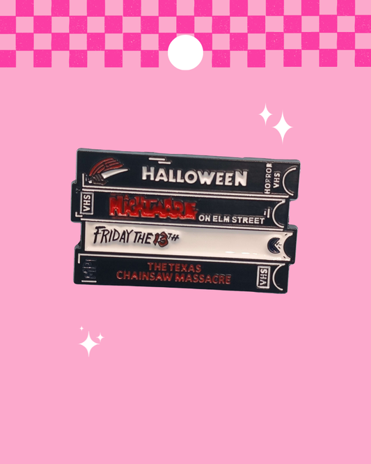 Horror Films VHS Enamel Pin Badge