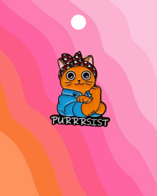 Rosie the Riveter Purrrsist Cat Enamel Pin Badge