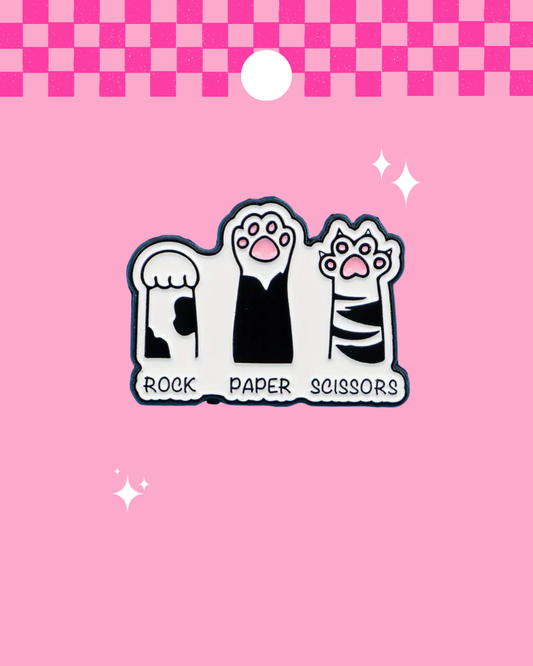 Rock Paper Scissors Cat Paws Enamel Pin Badge
