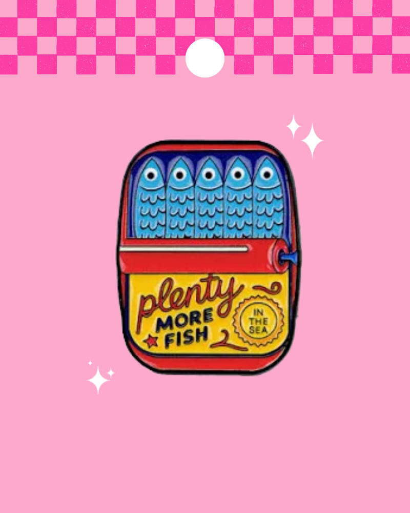 Plenty More Fish Blue Sardine Tin Enamel Pin Badge
