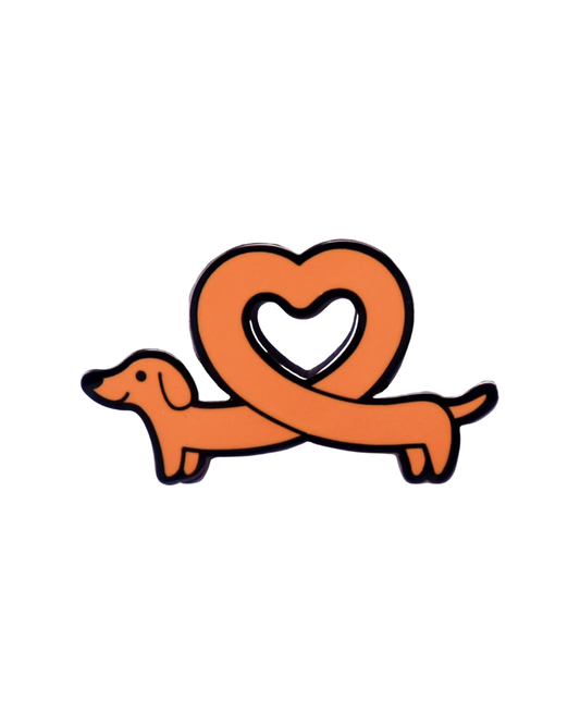 Sausage Dog Loop Heart Enamel Pin Badge