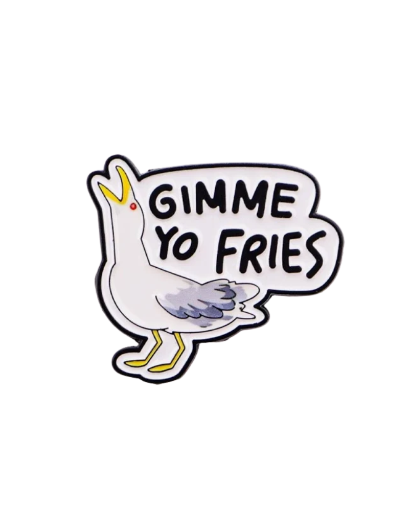 Seagull Gimme Yo Fries Enamel Pin Badge