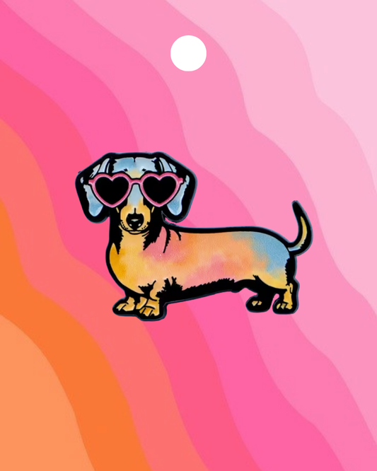 Sausage Dog in Sunglasses Enamel Pin Badge