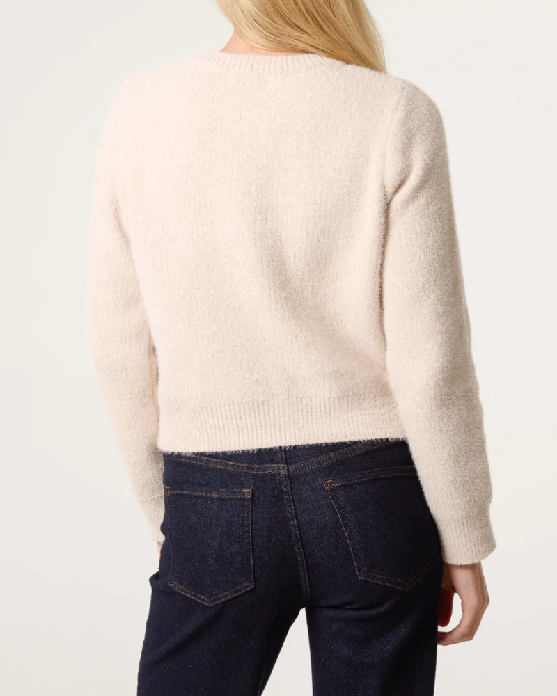 Soft Texture Finished Cardigan in Stone