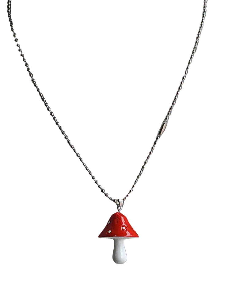 Red Mushroom Toadstool Necklace