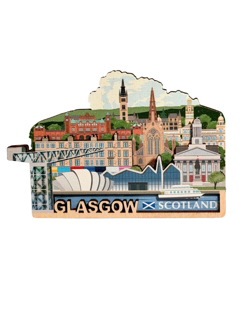 Cut Out Glasgow Skyline Wooden Magnet