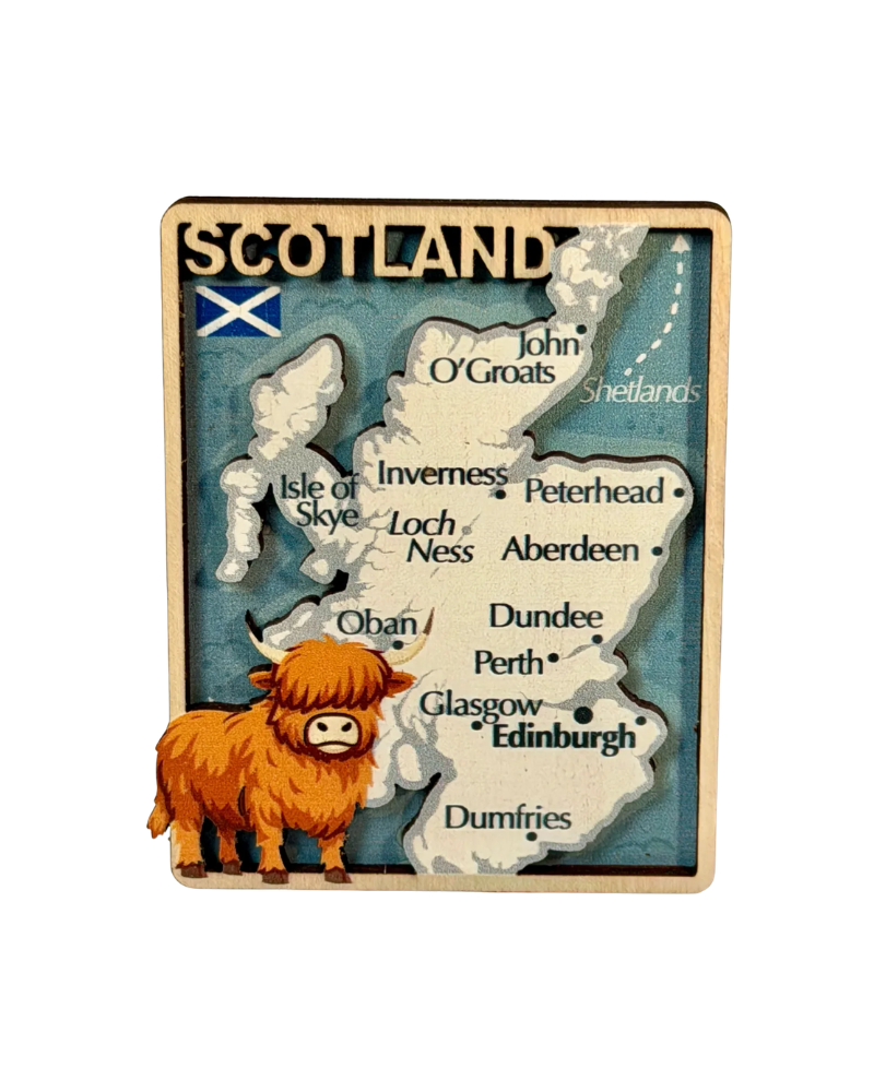Scottish Map Wooden Magnet