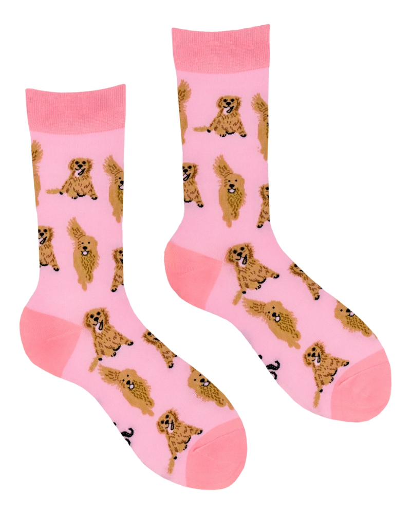 Pink I'm A Retriever Golden Retriever Crew Socks