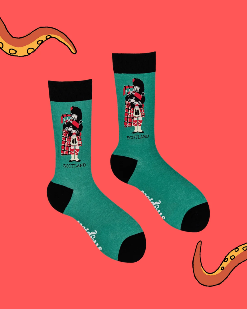 Mint Green Scottish Piper Crew Socks